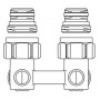 Запорно-присоединительный узел Oventrop "Multiflex F" угловой H-образный 3/4"х1/2"
