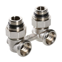Узел нижнего подключения радиатора Valtec угловой c комплектом адаптеров 1/2", 3/4хЕвроконус