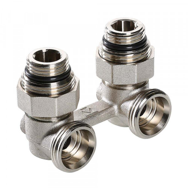 Узел нижнего подключения радиатора Valtec угловой c комплектом адаптеров 1/2", 3/4хЕвроконус