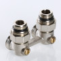 Узел нижнего подключения радиатора Valtec угловой c комплектом адаптеров 1/2", 3/4хЕвроконус