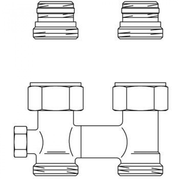 Запорно-присоединительный узел Oventrop "Multiflex F" прямой H-образный 3/4"х1/2"