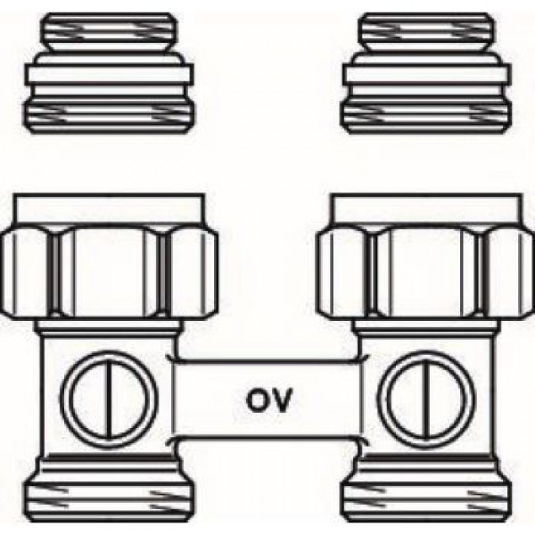 Запорно-присоединительный узел Oventrop "Multiflex F" прямой H-образный 3/4"х1/2"