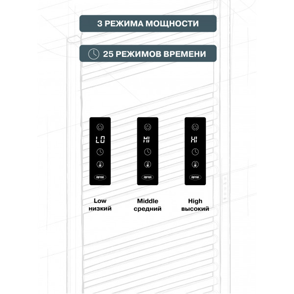 Электрический полотенцесушитель RIFAR "D-LINE" 1200х500 280 Вт белый