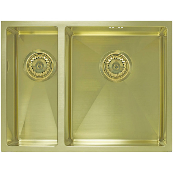 Мойка Seaman Eco Marino SME-575DL-LG (Light Gold, PVD, satin), стандартная комплектация - Светлое золото сатин, доп. чаша слева