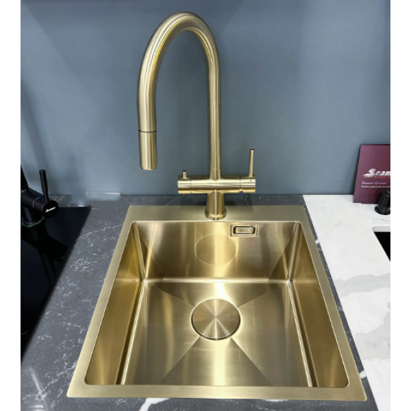 Мойка Seaman Eco Marino SME-440-LG (Light Gold, PVD, satin), стандартная комплектация - Светлое золото сатин