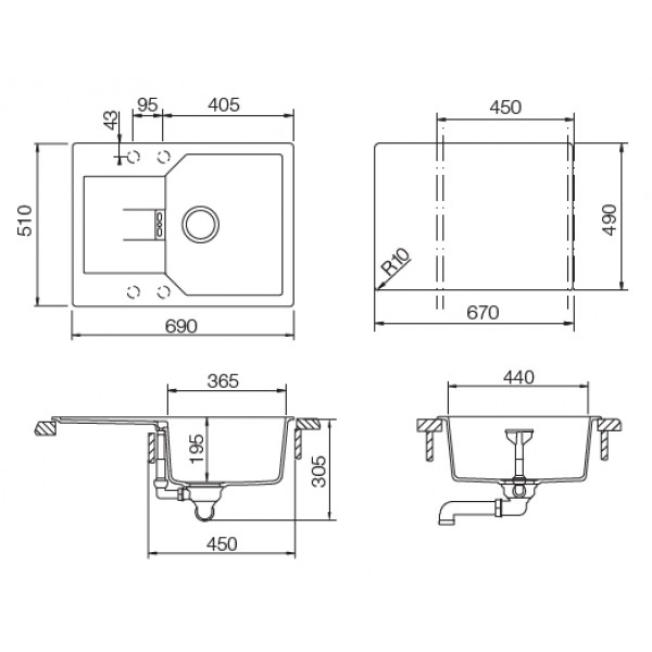 Кухонная мойка Schock Manhattan 45D Cristalite/саббиа