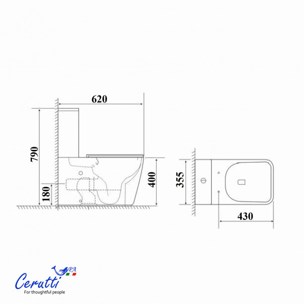 Унитаз напольный Ceruttispa ALVARO Tornado CT11089 безободковый (620х355х790)