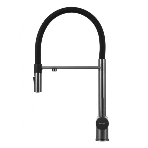 Смеситель для кухонной мойки Hoffger Liza HFG-Liza 500B Black с гибким изливом, с подключением к фильтру, черный