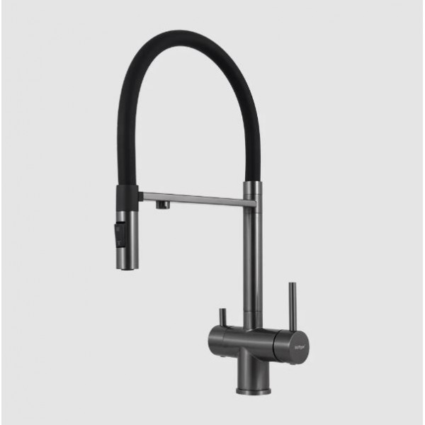 Смеситель для кухонной мойки Hoffger Liza HFG-Liza 500B Black с гибким изливом, с подключением к фильтру, черный