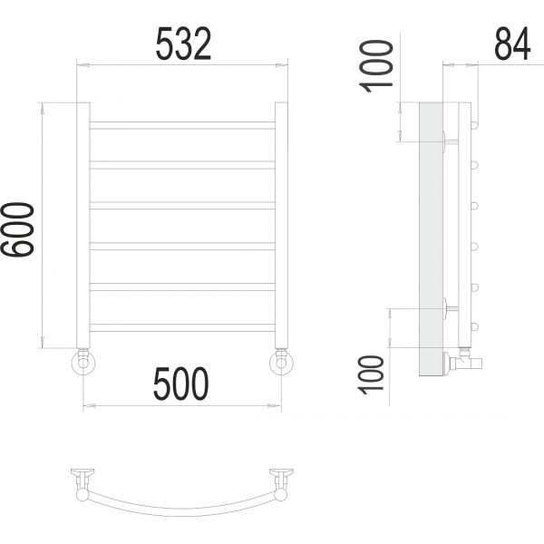Водяной полотенцесушитель Terminus Классик П6 500х600