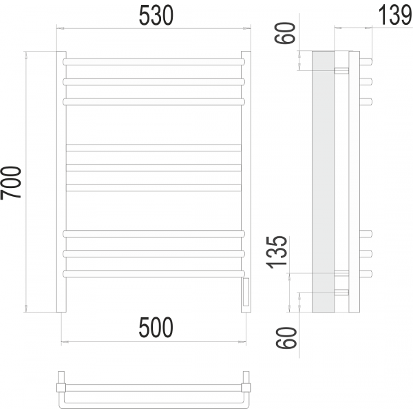 Электрический полотенцесушитель Terminus Соренто П9 500х700 sensor quick touch