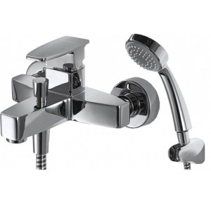 Смеситель для ванны с коротким изливом с аксессуарами Bravat Riffle F672106C-B Смеситель для ванны с коротким изливом с аксессуарами Bravat Riffle F672106C-B