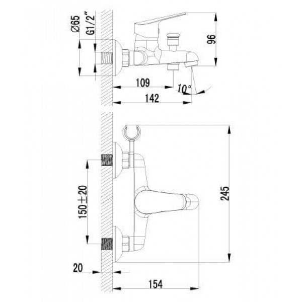 Смеситель Lemark Partner LM6552C для ванны