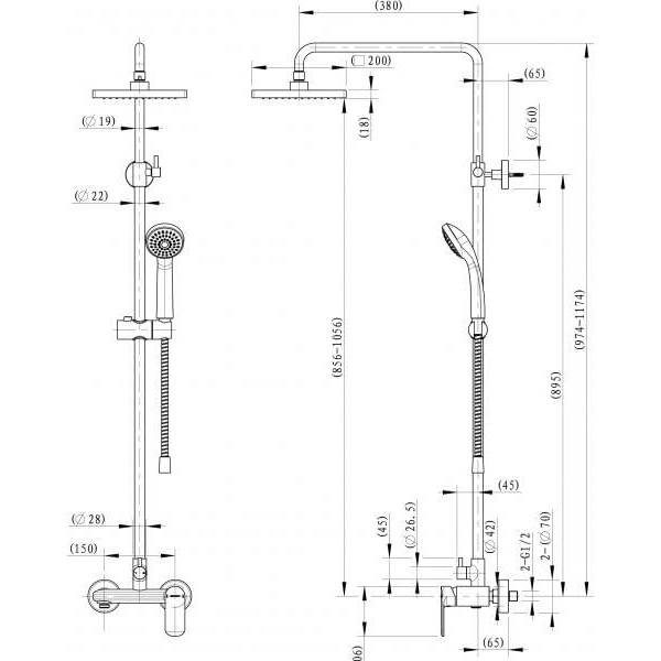 Душевая колонна со смесителем для душа Bravat Opal F9125183CP-A-RUS