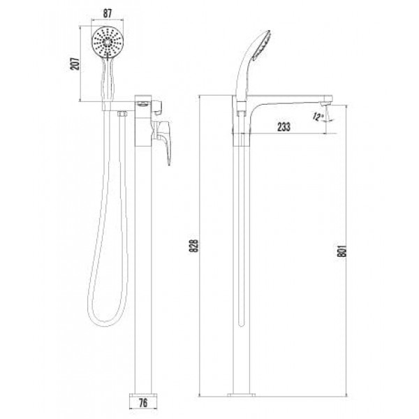 Смеситель напольный Lemark Shift LM4344C для ванны