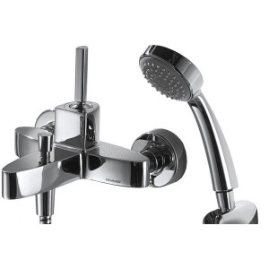 Смеситель для ванны с коротким изливом с аксессуарами Bravat Spring F679113C-B Смеситель для ванны с коротким изливом с аксессуарами Bravat Spring F679113C-B
