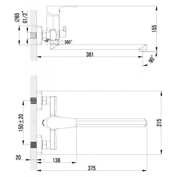 Смеситель Lemark Plus Factor LM1651C универсальный