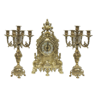 Бронзовые антикварные каминные часы 2 канделябра Alberti Livio AL-82-103-C