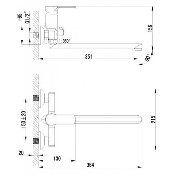 Смеситель Lemark Plus Grace LM1551C универсальный