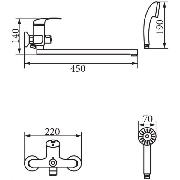 Смеситель для ванны Veragio Pont VR.PNT-2105.CR