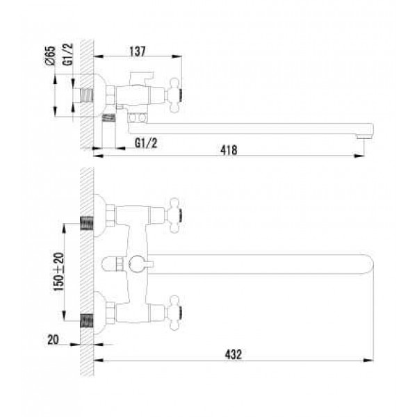 Смеситель Lemark Standard LM2112C универсальный