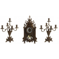 Набор из настольных часов и двух канделябров Stilars Antique bronze 131383